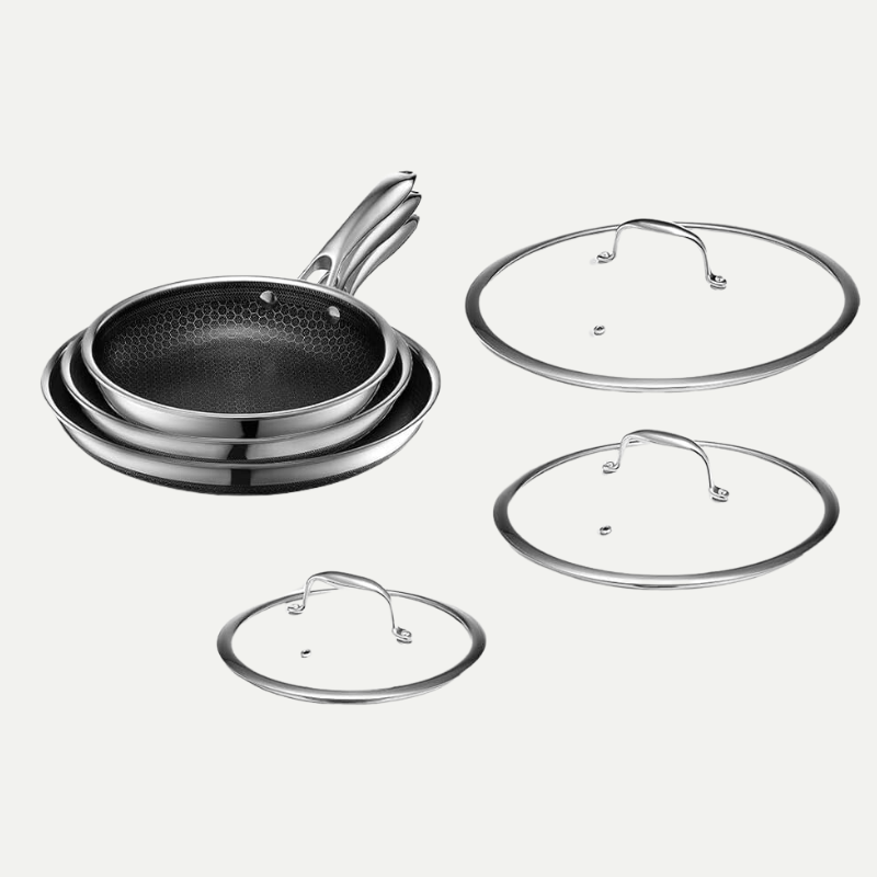 6pc hexclad hybrid cookware set w_ lids 6pc hexclad hybrid cookware set w_ lids