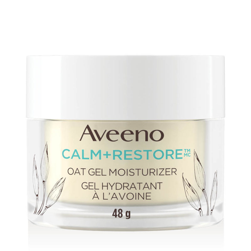 Dry skin summer Vitamin C Supercharged Serum A 48-g jar of Aveeno Calm + Restore Oat Gel Moisturizer