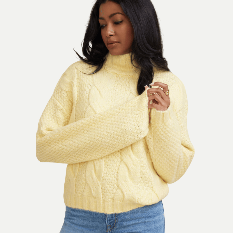 Sasha Cable Knit Funnel Neck Sweater Cable Knit Sweater