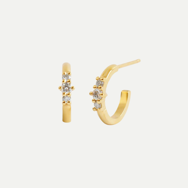 Stella Diamond Hoops in Yellow Gold, Stella Diamond Hoops