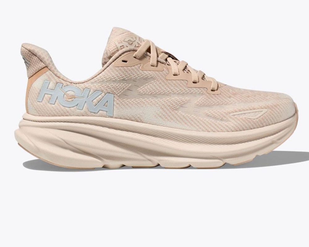 monochromatic-running-shoes-Hoka-Clifton-9 Hoka Clifton 9 in "sand" beige