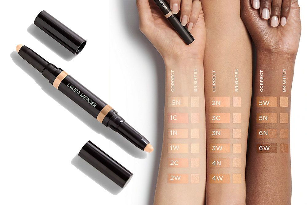 Laura Mercier Secret Camouflage Concealer Duo shown with different colours and skintones