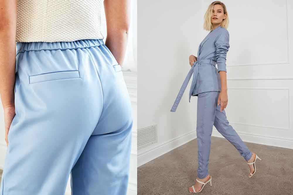 Faux leather trousers are comfort and stylish, and are made of vegan leather. It's buttery soft like lambskin and cruelty-free.