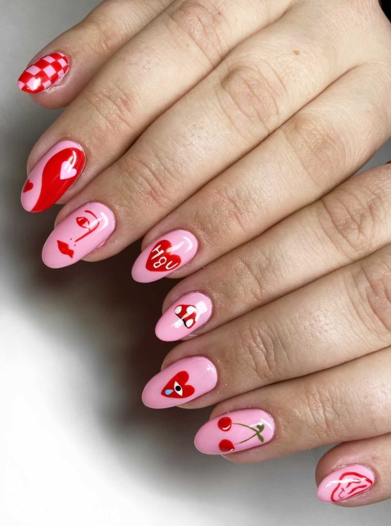 Abstract nail art with designs
