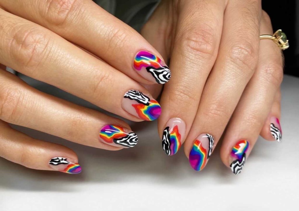 Abstract nail art inspired by artist Jen Stark