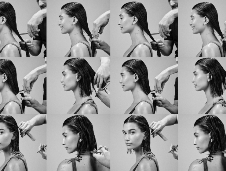 Hailey Bieber getting her hair cut
