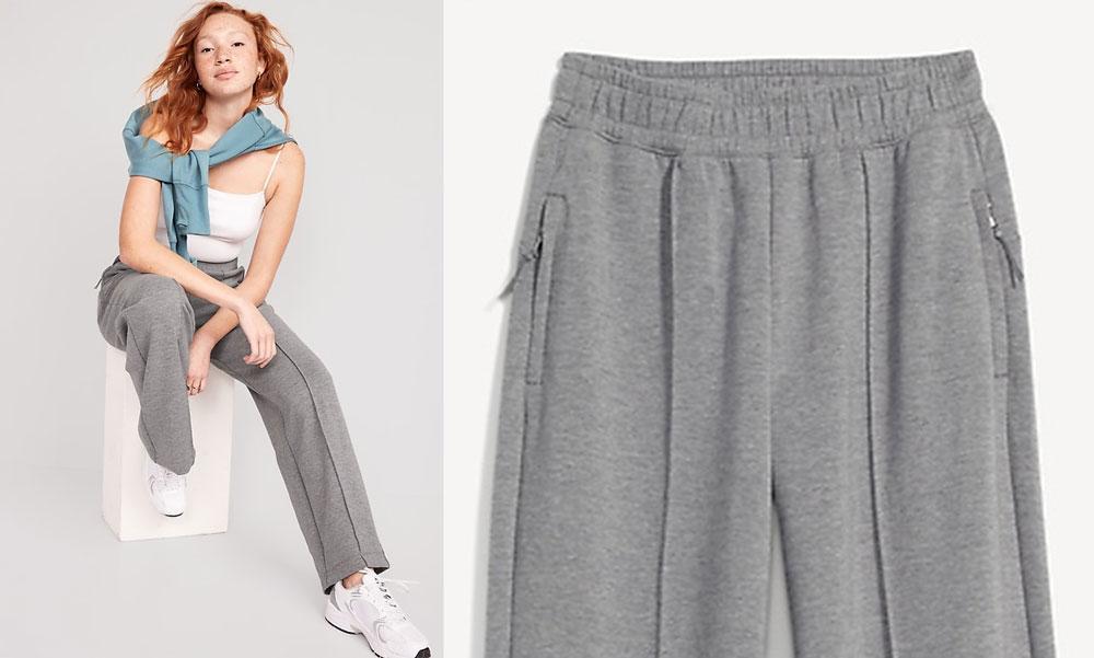 High-Waisted Dynamic Fleece Wide-Leg Trouser Pants