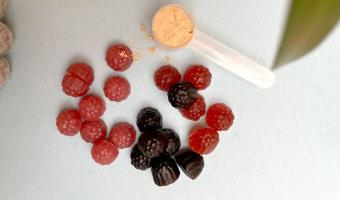 Photos of gummies and supplement powder, which are new supplements in Canada