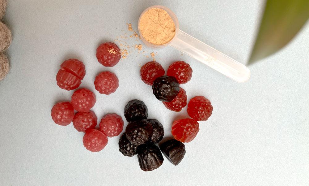 Photos of gummies and supplement powder, which are new supplements in Canada