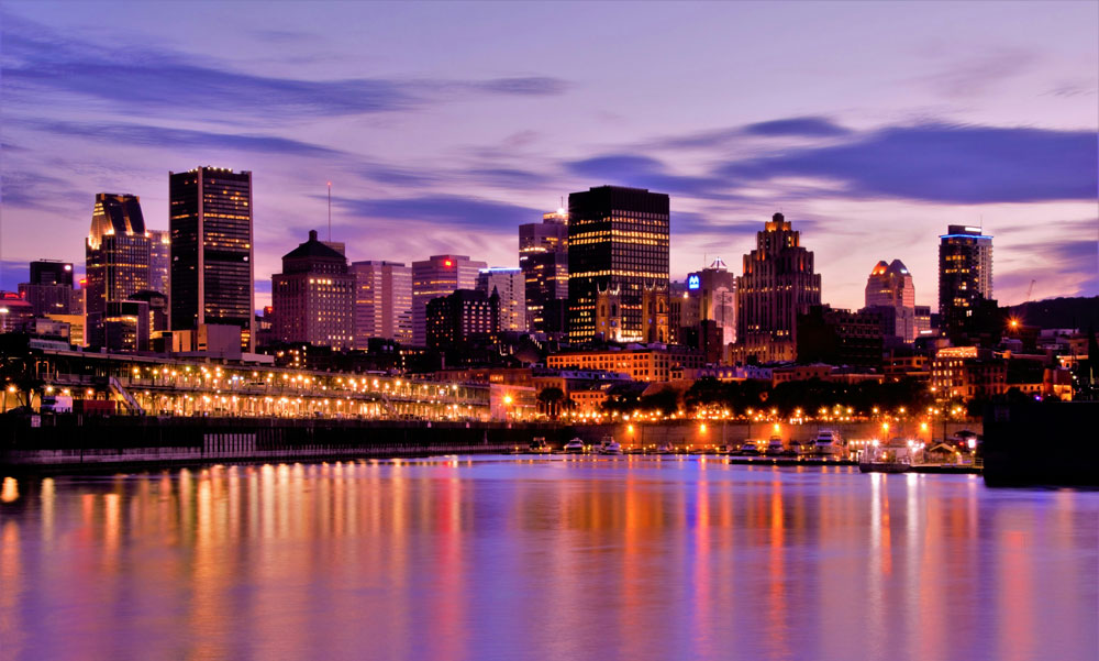 Montreal skyline, including restaurants, fitness studios and the happening downtown.