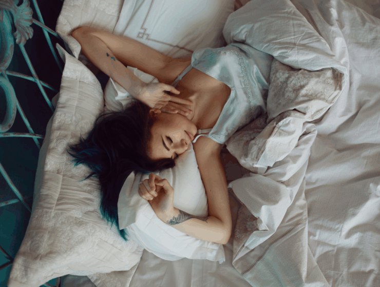 Canadian woman looking rested after spending a day in bed nursing a viral illness.